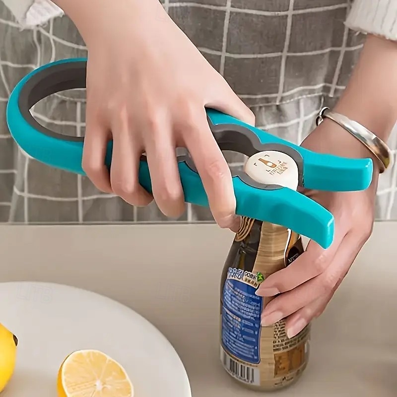 4-in-1 Multi-Function Can and Jar Opener, Portable Non-Slip Grip Kitchen & Bar Tool, Ideal Gift for Arthritis Sufferers, Durable Plastic Design, No Electricity Needed3