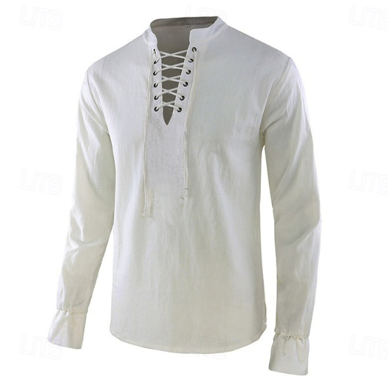 Retro Vintage Punk & Gothic Medieval Blouse / Shirt Masquerade Tuxedo Vampire Knight Ritter Viking Fancy Dress Men's Pirate Fantasy Steampunk Halloween Carnival Masquerade Party Halloween Adults'4