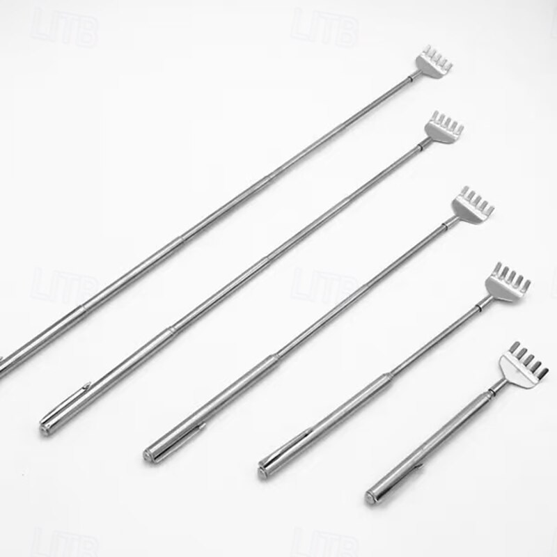 2pcs Extendable Back Scratcher, Telescopic Stainless Steel Itch Relief Tool with Pocket Clip, Portable Bear Claw Backscratcher for Men, Women, Elderly3
