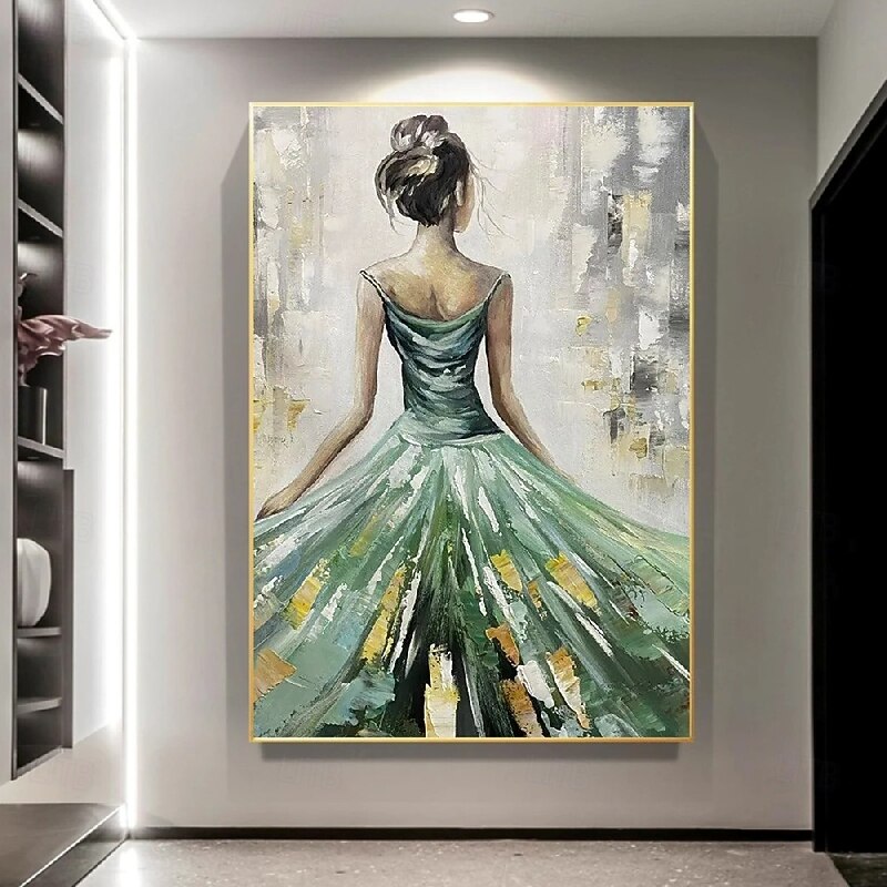 Hand Painted Wall Art Portrait Woman Oil Painting On Canvas Custom Vintage Female dancer girl oil Painting Living Room Wall Decor Modern Wall Art Home Decoration Decor ready to hang or canvas2