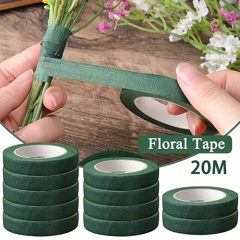 5PCS Floral Stem Wrap Tape, DIY Green Floral Tape for Artificial Flowers and Plants, Floral Arrangement Stem Wrapping Paper for Crafting and Bouquet Making4