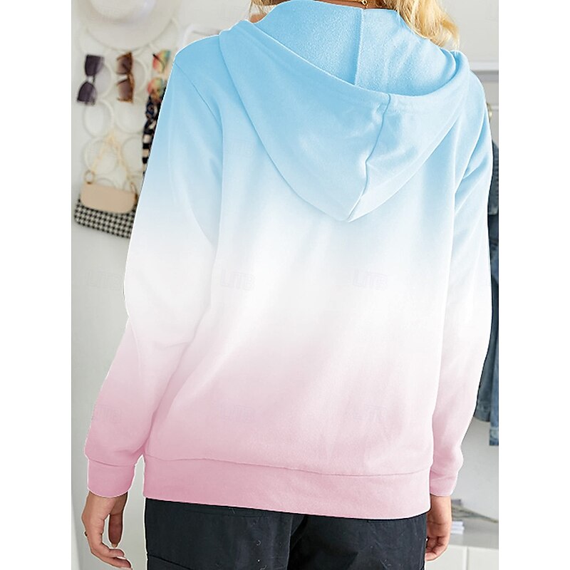 Women's Hooded Sweatshirt Jacket Long Sleeve Zip Up Hoodie With Pocket Lightweight Casual Micro-elastic Geometric Active Drawstring Yellow Pink Blue Purple Spring Fall3