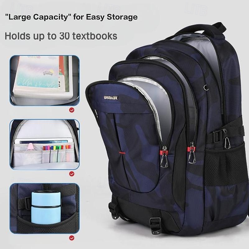 Teen Students' Lightweight Backpack – Blue Bookbag with Organizer Compartments and Ergonomic Shoulder Straps2