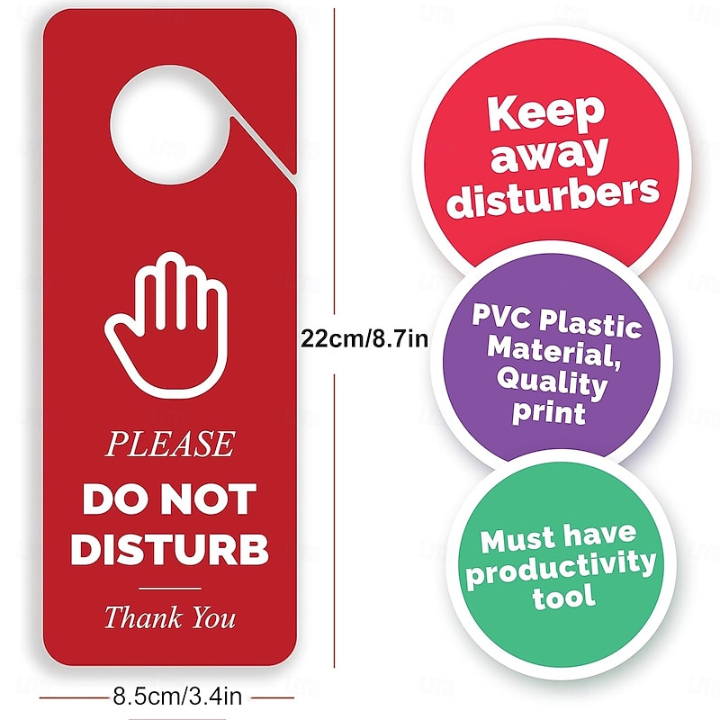 Do Not Disturb Door Hanger Sign - Double Sided Red and Green Please Do Not Disturb and Welcome Please Knock. Ideal for Office Home Clinic Dorm Online Class Video Call and Meeting Sessions4