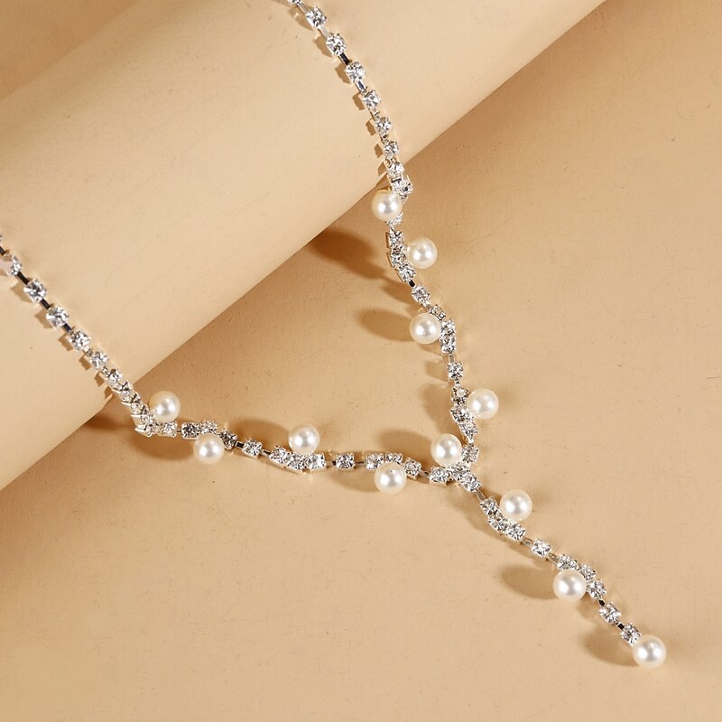 Bridal Jewelry Sets One-piece Suit Alloy Earrings Necklace Women's Stylish Cute Joy Geometric Jewelry Set For Party2