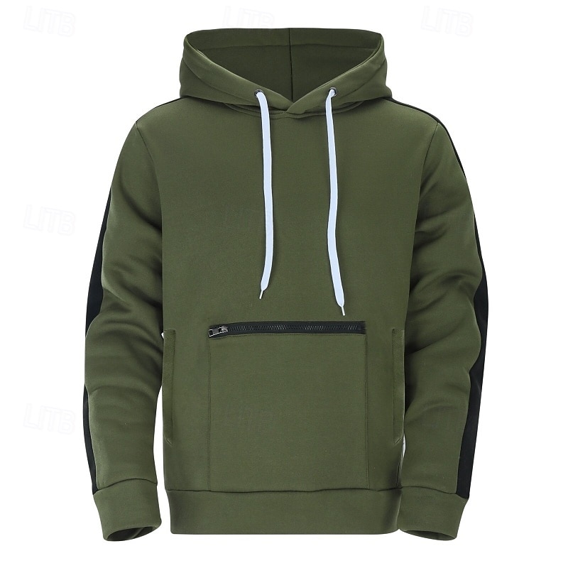 Men's Hoodie Fleece Hoodie Army Green Burgundy Navy Blue Royal Blue Purple Hooded Color Block Patchwork Color Block Sports & Outdoor Casual Daily Streetwear Cool Designer Spring &  Fall Clothing2