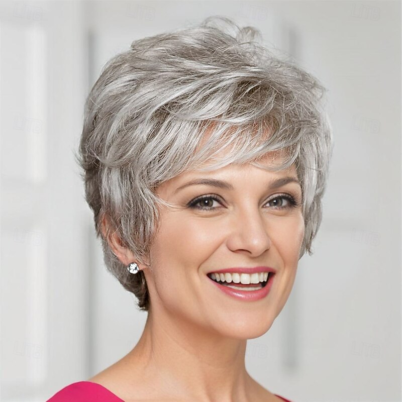 Classic Short Wig with Enviable Volume and Textured Layers/Multi-Tonal Shades of Blonde Silver Brown and Red3