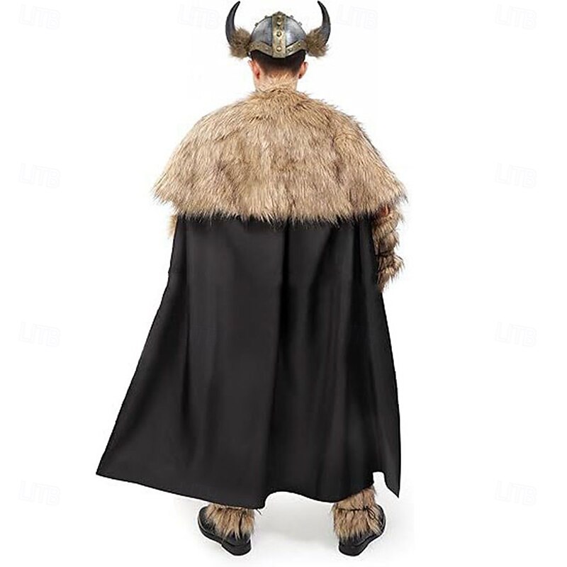 Retro Vintage Medieval Renaissance Outfits Faux Fur Costume Warrior Viking Fancy Dress Men's Viking Halloween Carnival Performance Party LARP Adults Shawl Leg Warmers Arm Guards Winter2