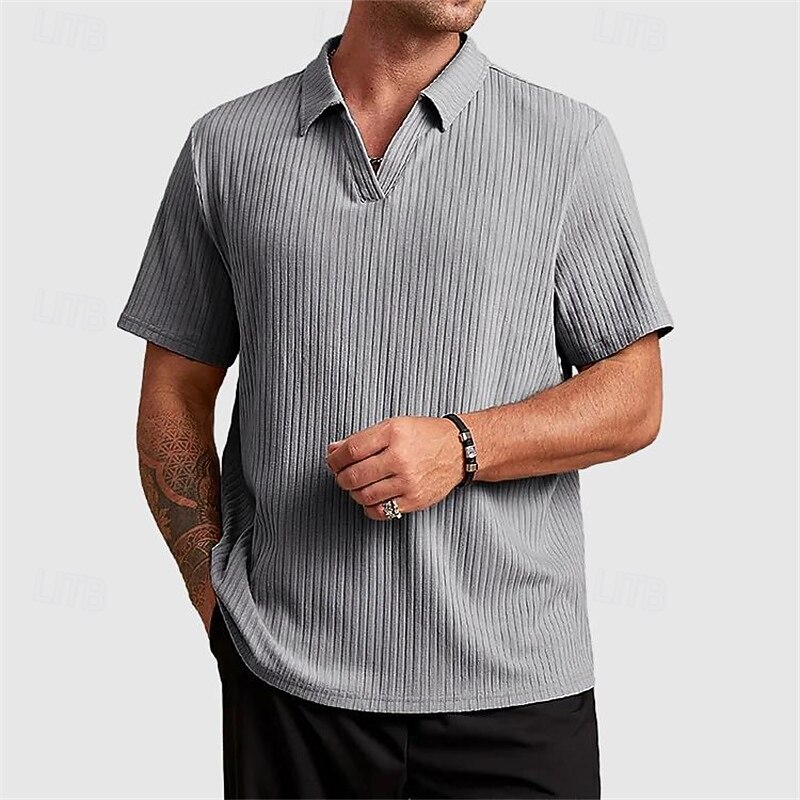 Men's Golf Shirt Golf Polos Shirts Work Casual Lapel Short Sleeve Basic Modern Plain Jacquard Summer Regular Fit Black White Pink Blue Purple Khaki Golf Shirt2