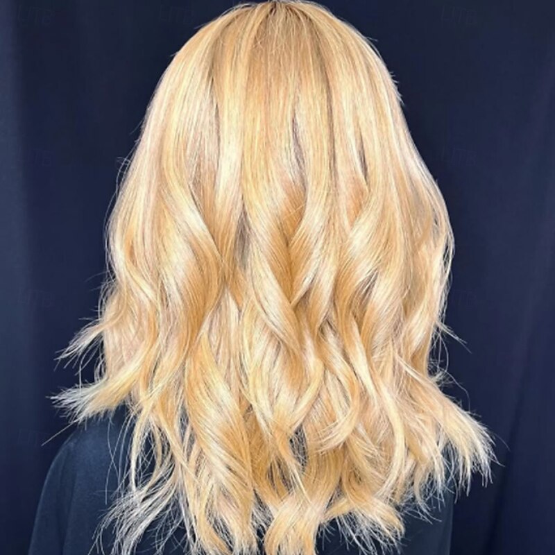 Remy Human Hair 5x5 Closure 13x4 Lace Front Wig Short Bob Brazilian Hair Wavy Blonde Wig 130% 150% Density Highlighted / Balayage Hair Natural Hairline 100% Virgin Glueless Pre-Plucked For Women Long4