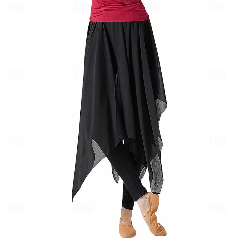 Women's Latin Dance Pants Modern Dance Pants Chiffon Training Clothes2