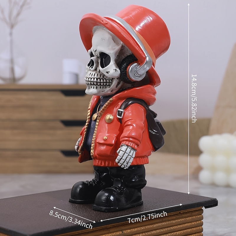 1pc Skull Doll Resin Decoration Cool Skeleton Figurines Home Interior Home Decoration Fun Holiday Decoration Gifts Day Of The Dead Decoration3
