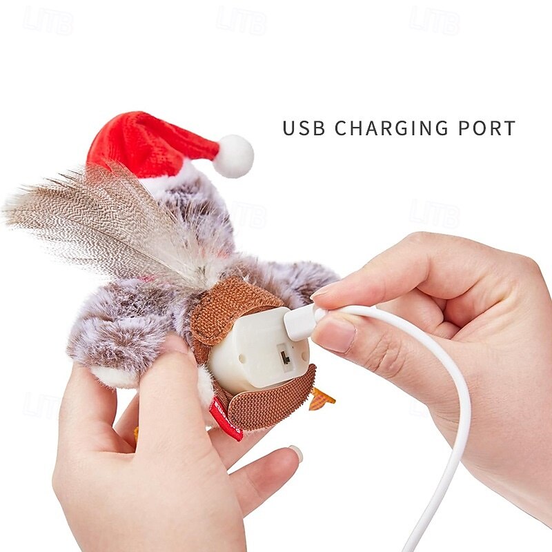 Cat Bird Toy, Touch Activated Kitten Toys with Sound and Feather Cat Exercise Toys for Indoor Cat, Interactive Cat Toys for Indoor, Playtime Soft Bird Toy4