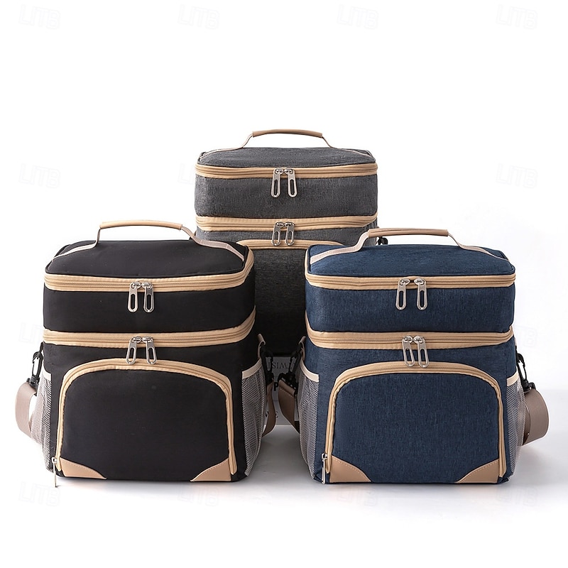 Lunch Bag for Women and Men for Back to School Office Picnic Hiking Beach Thickened Insulated Tote Outdoor Wet and Dry Use Crossbody Picnic Cooler Bag Waterproof Double Layer Lunch Box Carrier