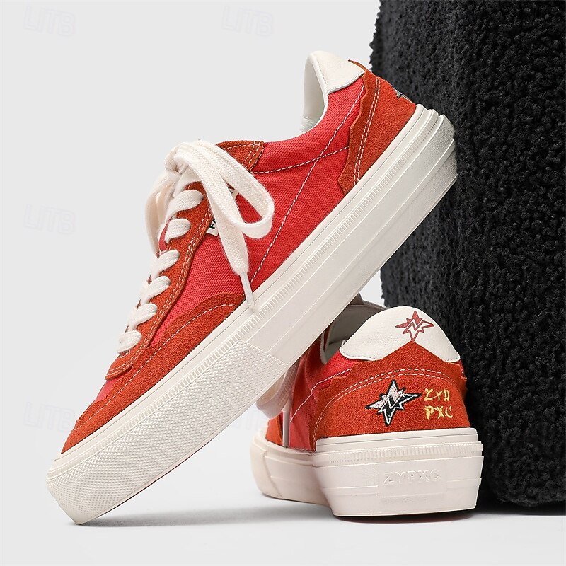 Men's Red Canvas Sneakers Vintage Casual Shoes for Walking Shopping and Weekend Outings3
