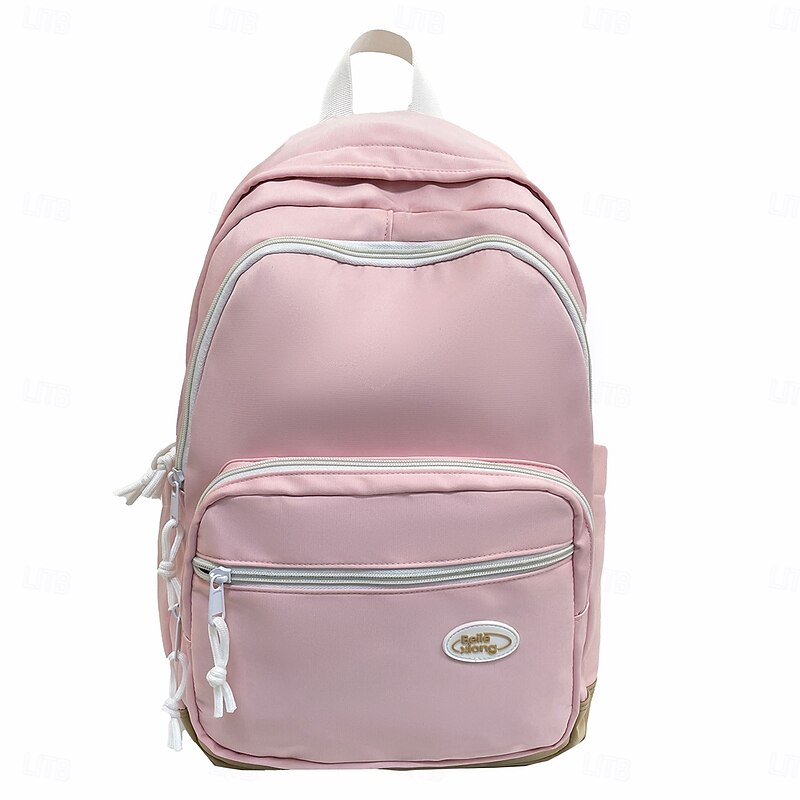 Cute Pastel School Backpack for Girls – Lightweight Waterproof Bookbag with Plush Charm for Elementary and Middle School4