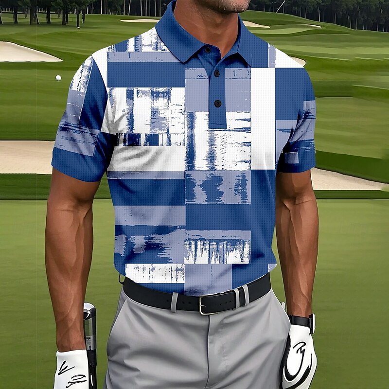 Men's Color Block Golf Polo Sports Polo Shirts Short Sleeve Polo Shirts Collared Shirts Casual Athleisure Buttons Summer Red Blue Green