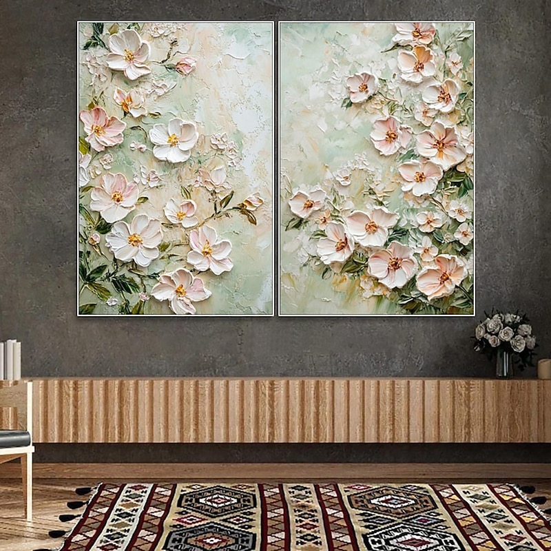 Handmade Oil Painting Canvas Wall Art Decoration Abstract 3D Palette Knife Flowers for Home Decor Stretched Frame Hanging Painting/Rolled Frameless Unstretched Painting