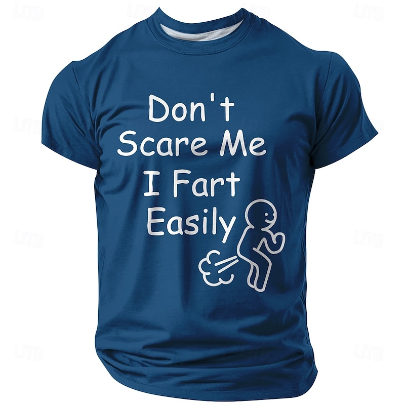 Funny Men's T-Shirt: 'Don't Scare Me I Fart Easily' Graphic Novelty Humor Short Sleeve Tee2