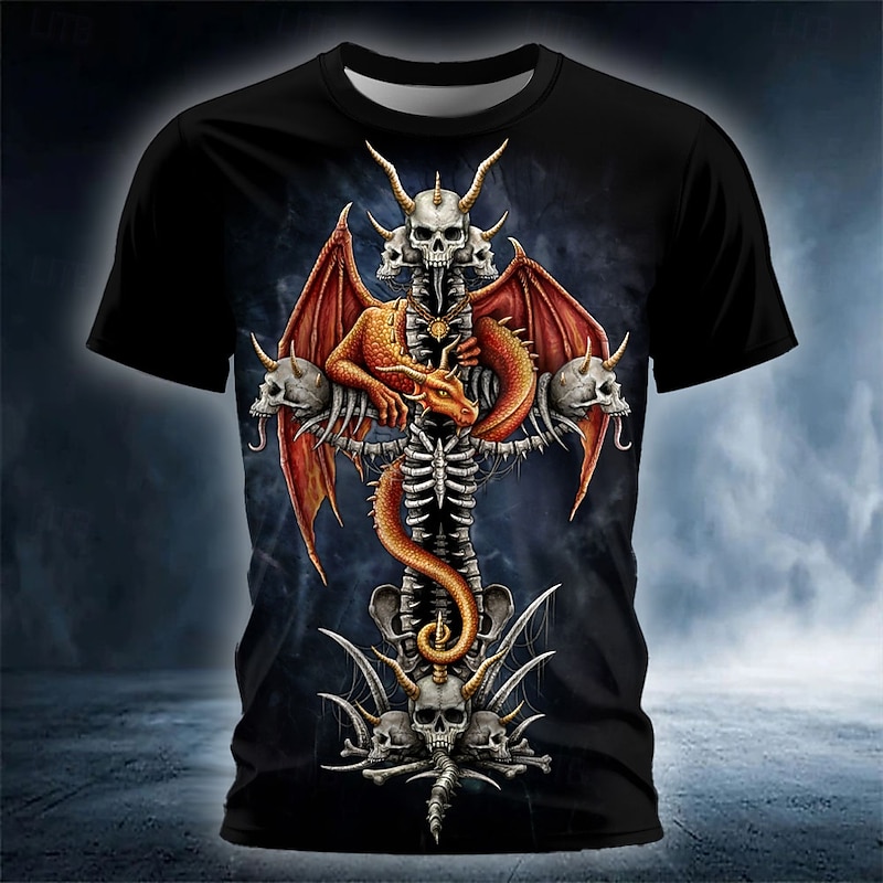 Halloween Sarah Richter Men's Angel & Devil T Shirt Short Sleeve T shirt 3D Print Crew Neck Crewneck Shirt Exaggerated Designer Artistic Street Casual Daily Black 1 Red Black 2 Summer Spring Clothing3