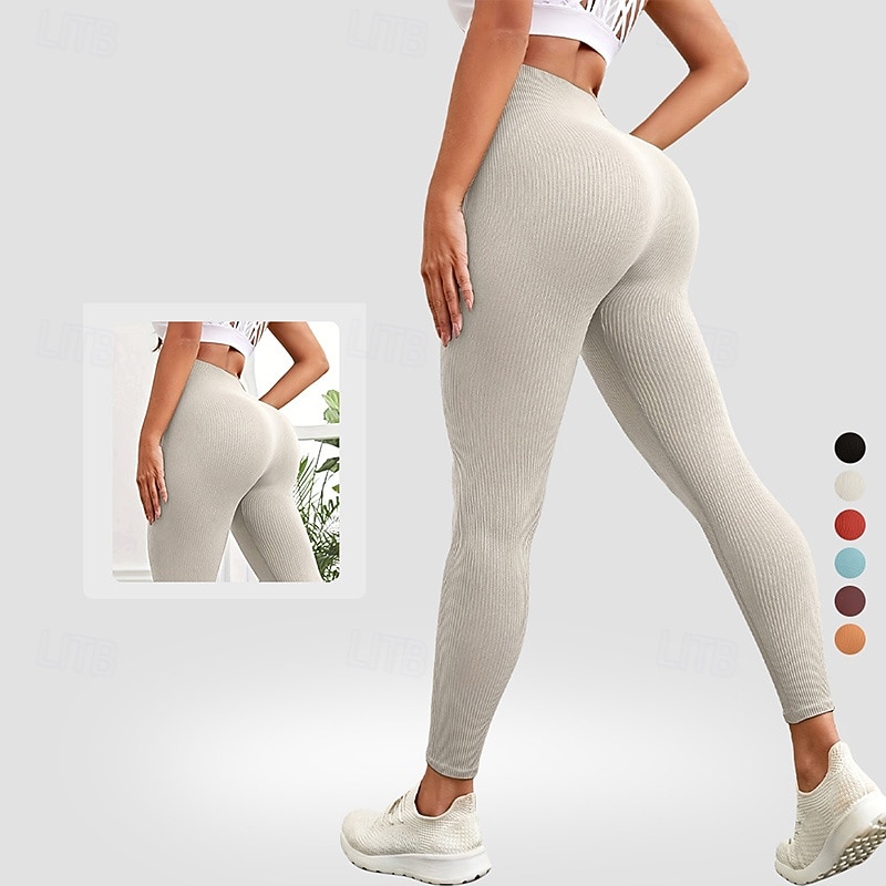 Women's Workout Leggings Yoga Pants Tummy Control High Waist Dance Pilates Running Bottoms Solid Color Black White Red Fall Sports Activewear Tight Fit