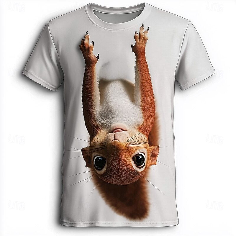 Men's Animal 3D Funny T Shirt Short Sleeve T shirt 3D Print Crew Neck Shirt Exaggerated Designer Party Holiday White 1 White 2 White 3 Summer Spring Clothing Apparel S M L XL XXL XXXL4
