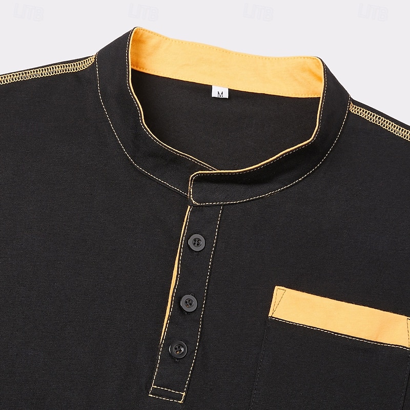 Men's Henley Shirt Tee Henley Top Short Sleeve Solid Color Plain Solid Fashion Designer Casual Buttons Color Block Plain Henley Outdoor Casual Daily Summer All Seasons Black White Navy Blue Henley3