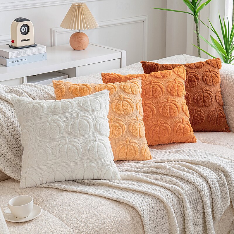 1 pcs Halloween Toss Pillow Cover, Thanksgiving Pumpkin Boho Casual Square Zipper Traditional Classic