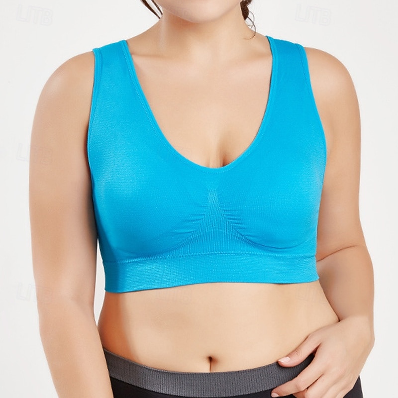 Women's Yoga Bra Sports Bra Underwear Lightwear Breathable Wirefree Padded Solid / Plain Color Sport Activewear Light Blue Deep Purple Pilates Running Yoga3