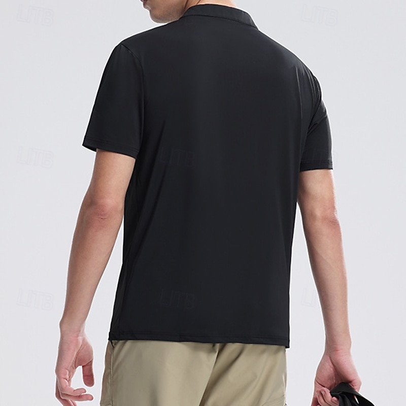 Men's Quarter Zip Sweatshirt Sport Tee Shirt Short Sleeve Crew Neck Top Outdoor Quick Dry Lightweight Sweat wicking Breathable Polyester Dark Grey Black Green Tennis Golf Running4