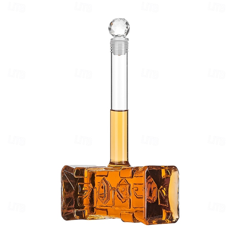3D Hammer Whiskey Decanter Home Bar Glass Wine Decanter Creative Borosilicate Liquor Bottle Unique Whisky Separator Tool for Bartender Gift Display Drinkware Set4