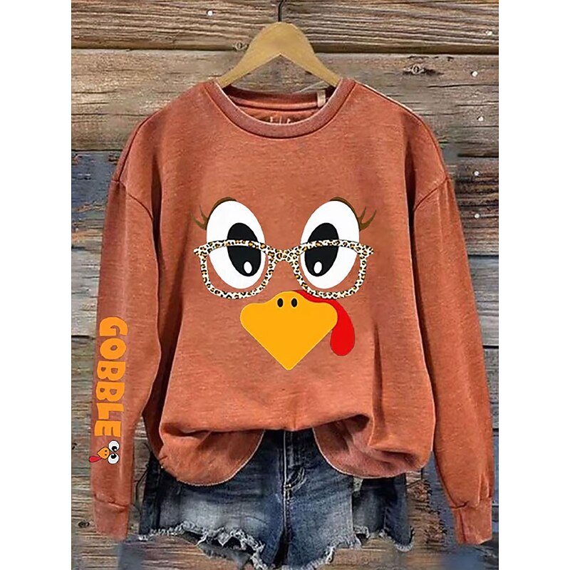 Women's Sweatshirts Graphic Animal Letter Casual Long Sleeve Crew Neck Regular Tops Street Dailywear Casual Print Black Red Orange Green Gray Spring Fall Winter2