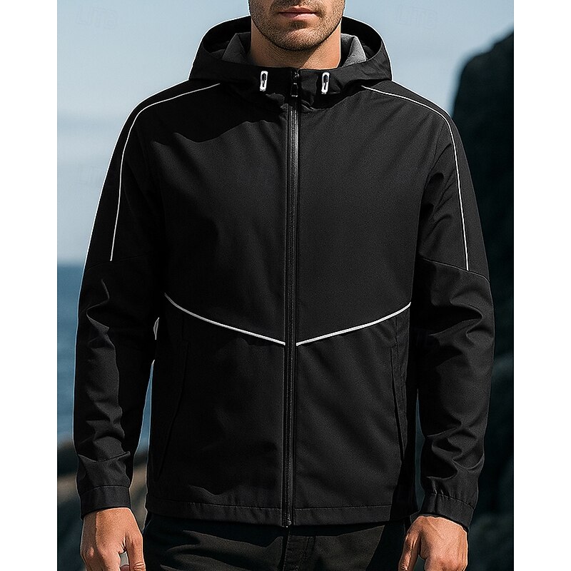 Men's Windbreaker Softshell Jacket Hiking Jacket Outdoor Waterproof Windproof Hiking Outfits Hiking Clothes Spring Autumn / Fall Top Camping / Hiking / Caving Running Solid Color Black Blue Green4