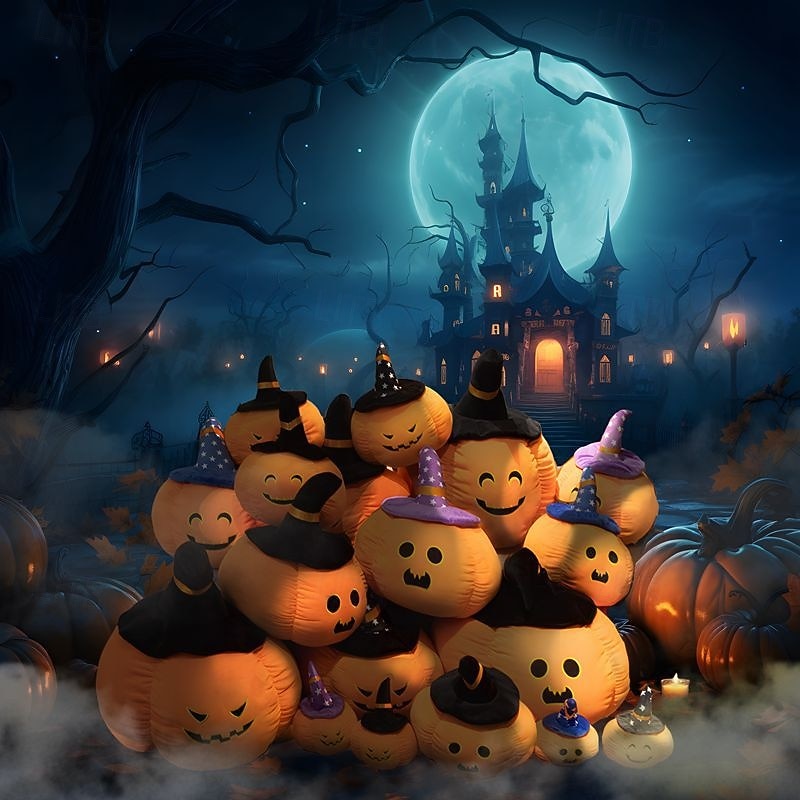 1 pcs Halloween Jack O'Lantern Toss Pillow Cover & Insert, Halloween Irregular Traditional Classic3