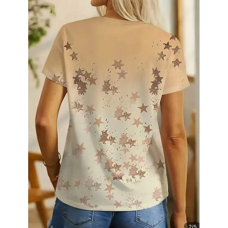 Women's T Shirt Graphic Animal Cow Vintage Stylish Classic Short Sleeve Crew Neck Round Neck Regular Tops Daily Weekend Print Yellow Summer Spring2