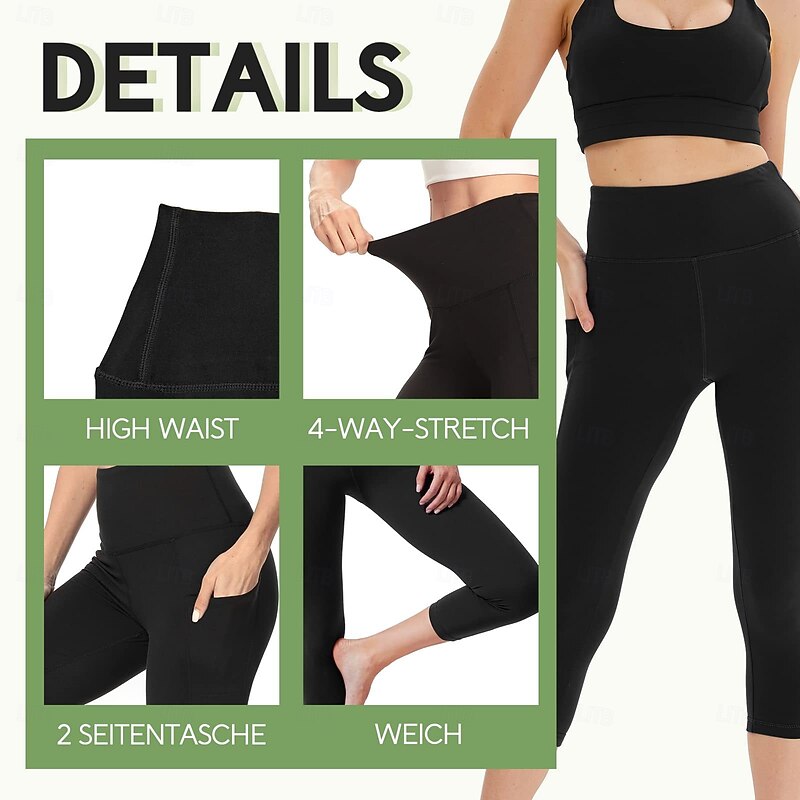 Women's Slacks Leggings Tights Athletic Full Length High Rise Plain Side Pockets Comfy Butt Lift Tummy Control Yoga Casual Daily Black Pink Burgundy Navy Blue Spring Fall Skinny4