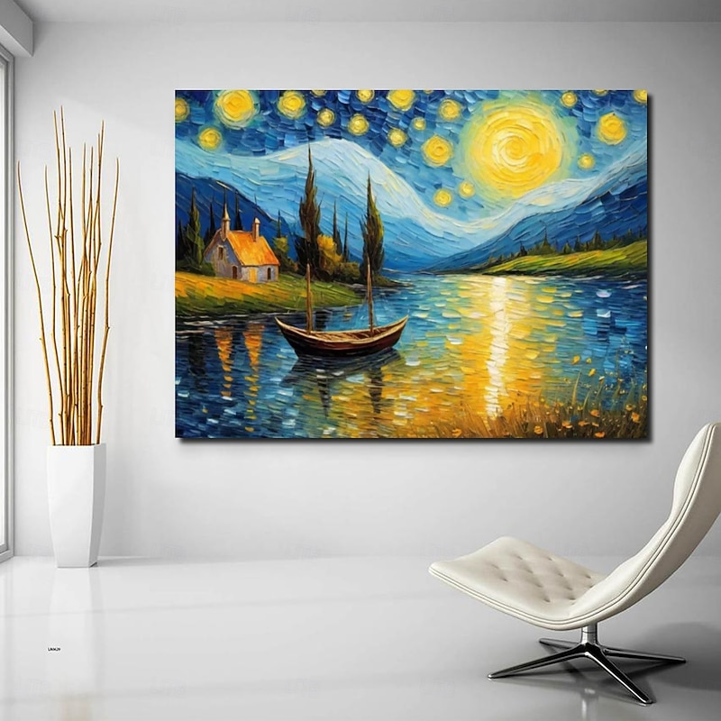 Handmate Oil PaintingCanvasWall Art DecorationAbstract Knife PaintingVan Gogh Landscape Pastoralfor Home Decor Rolled Frameless Unstretched Painting