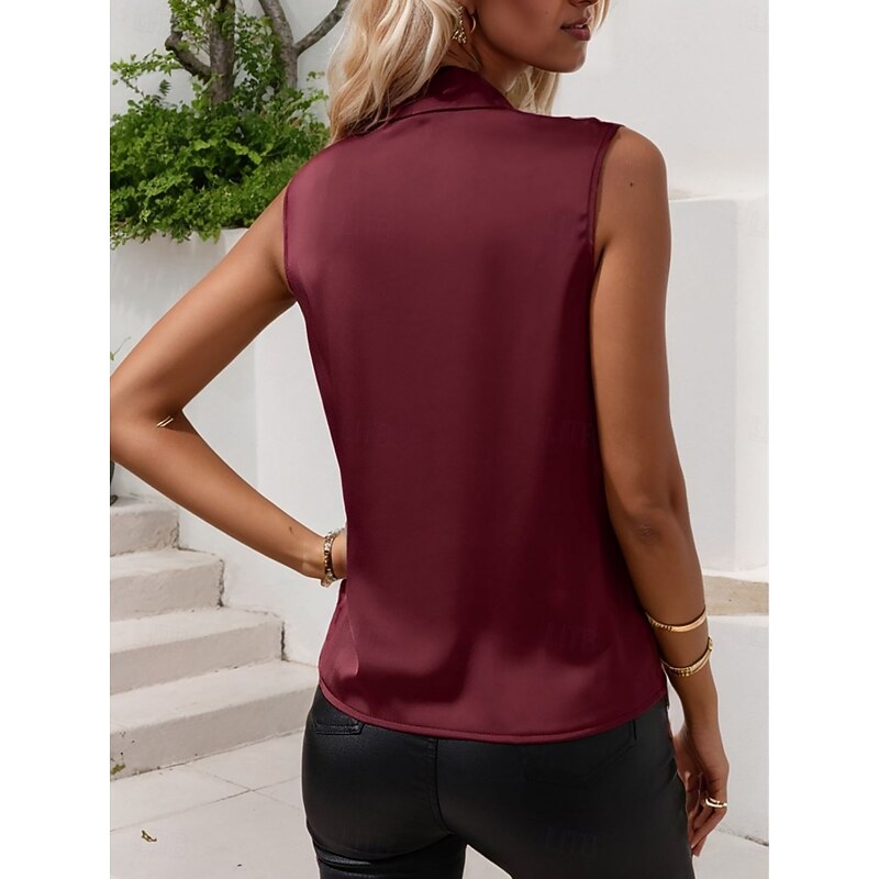 Women's Elegant Dressy Satin Camisole Tank Top Plain Stylish Modern Sleeveless Cowl Neck Regular Tops Daily Holiday Ruched Wine Blue Green Summer4