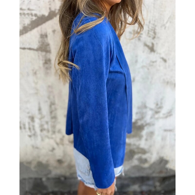 Women's Coat Casual Jacket Comfortable Breathable Slim Fit Fashion Modern Casual Plain Going out Weekend Zipper Regular Shawl Collar Regular Fit Long Sleeve Outerwear Black Yellow Red Spring Fall2