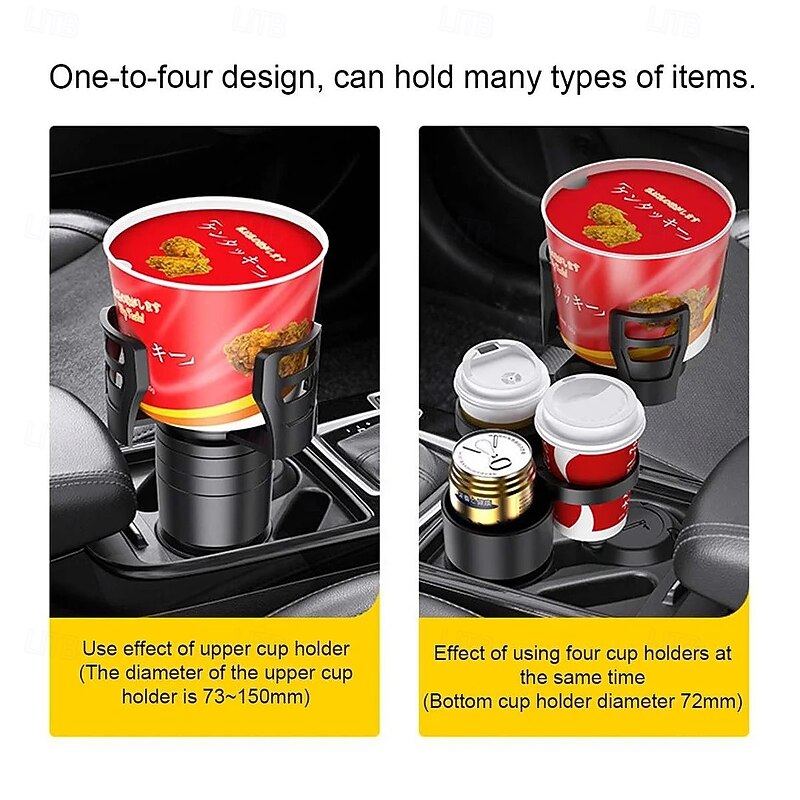 4 in 1 Multifunctional Universal Insert Car Cup Holder Double Layer Drink Organizer for Vehicle Interior Water Bottles Coffee Mugs Cans and Accessories Storage2
