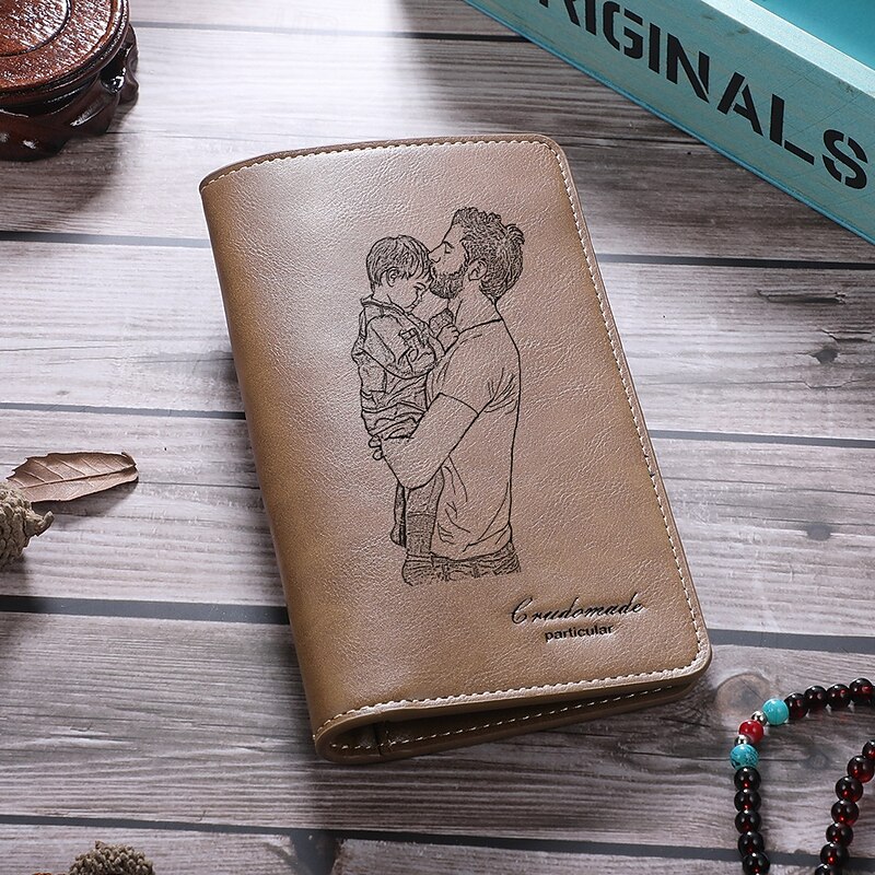 Personalized Photo Wallet for Men, Custom Engraved Leather Wallet with Picture, Unique Gift for Dad, Husband, Boyfriend – Father's Day, Birthday, Anniversary, Christmas Gift for Him