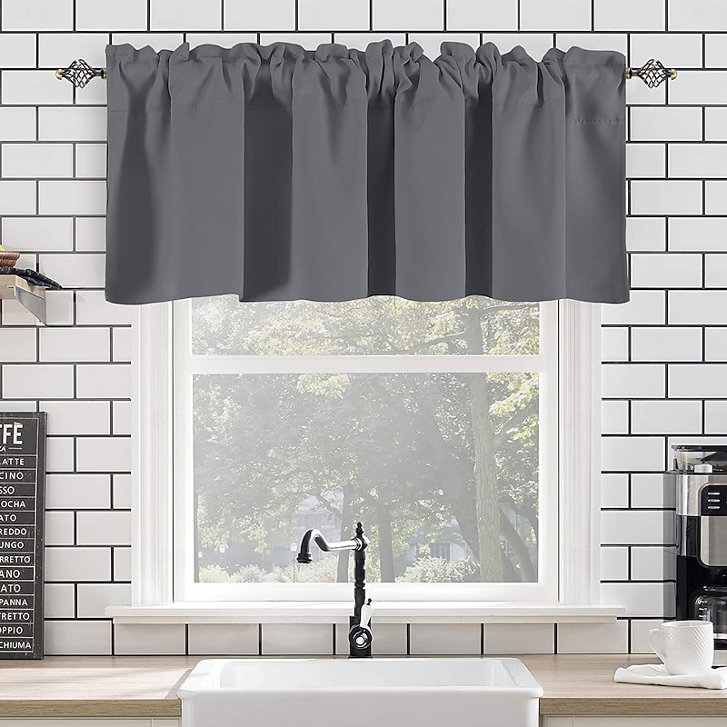 Curtain Drapes Blackout Short Curtains for Small Windows  Privacy Window Drapes for Bathroom or Bedroom  Solid Color Valance Panel Light Blocking