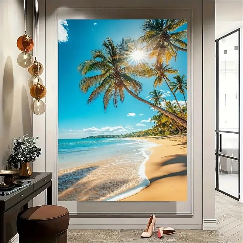 1pc Tropical Beach Scene Frameless Canvas Wall Art Modern Seaside Landscape Poster Used For Living Room And Bedroom Decoration Frameless2
