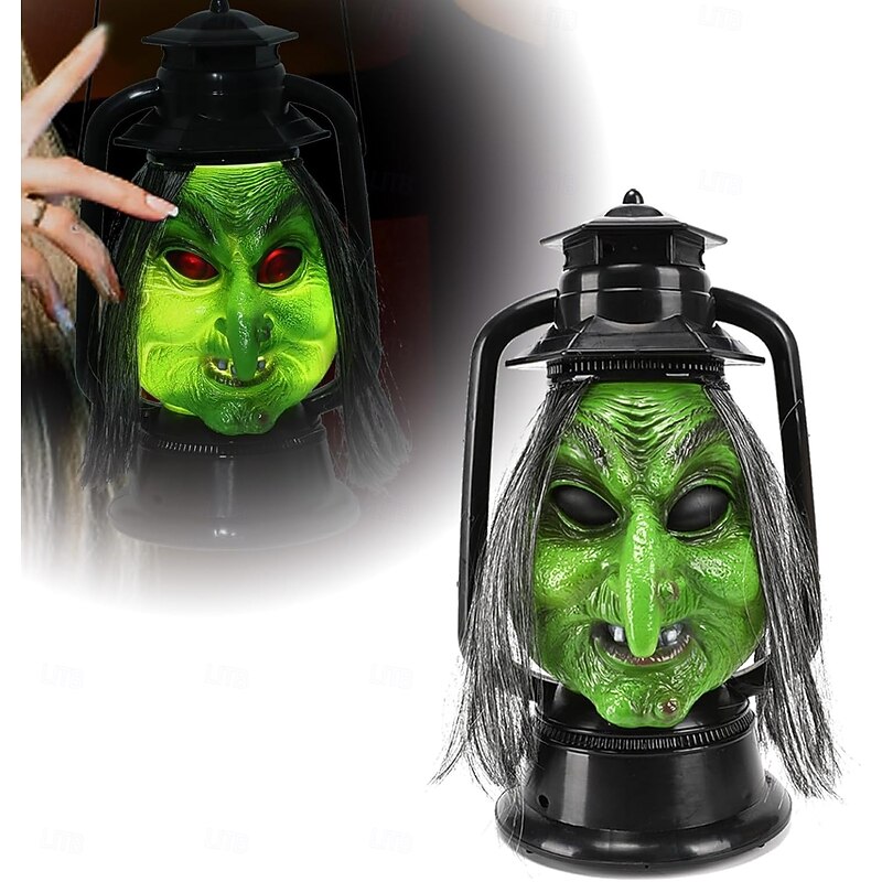 Halloween Long Hair Witch Lights, Sound Witch Lights with Led Lights, Vintage Garden Witch Decoration, Indoor Prop Lights, Halloween Party Decorations