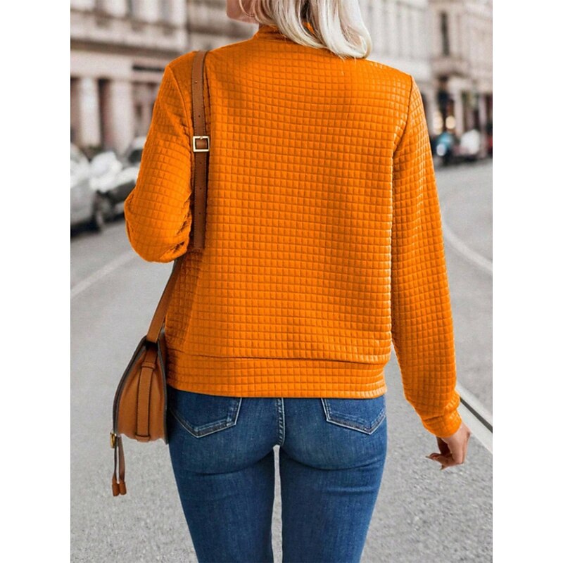 Women's Bomber Jacket Casual Jacket Comfortable Breathable Zipper Casual Plain Vacation Street Casual Daily Wear Zipper Short Stand Collar Regular Fit Long Sleeve Outerwear Black Orange Army Green4