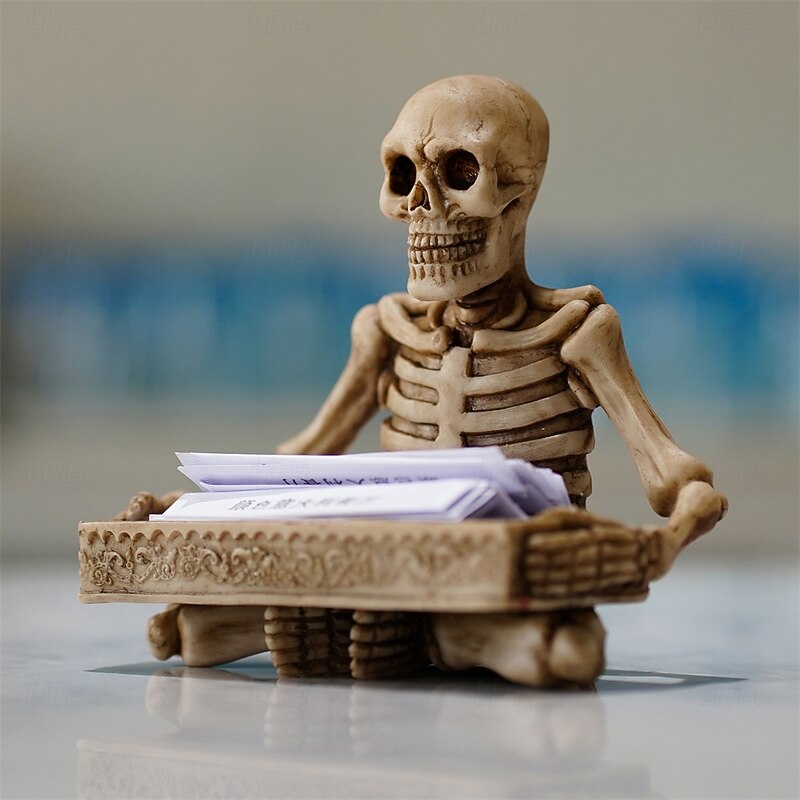 Halloween Statue Antique Style Skull Holding Tray Decorative Catchall Resin Organizer for Entryway Key Holder Jewelry Storage Gothic Home Decor Spooky Halloween Tabletop Ornament4