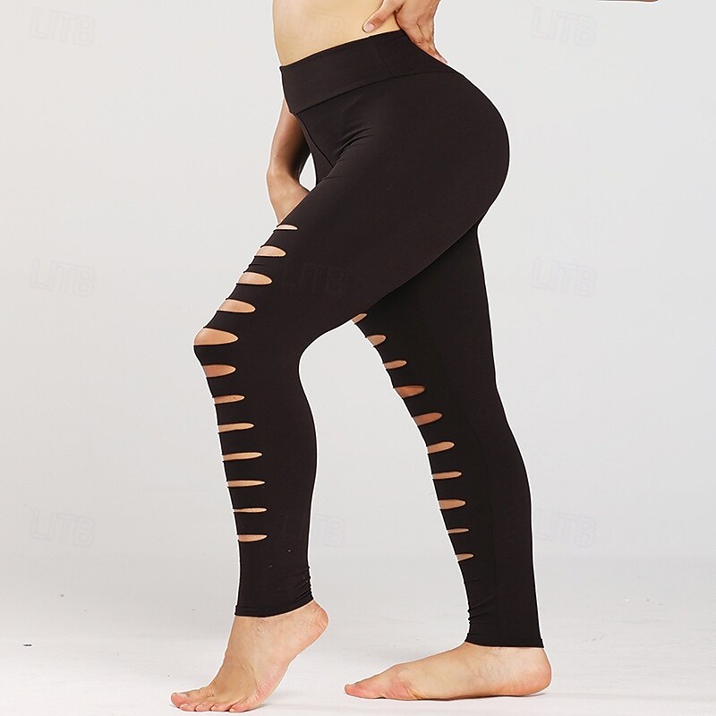 Women's Capri Leggings Yoga Leggings Tummy Control High Waist Gym Volleyball Workout Bottoms Solid Color Black Sports Activewear3