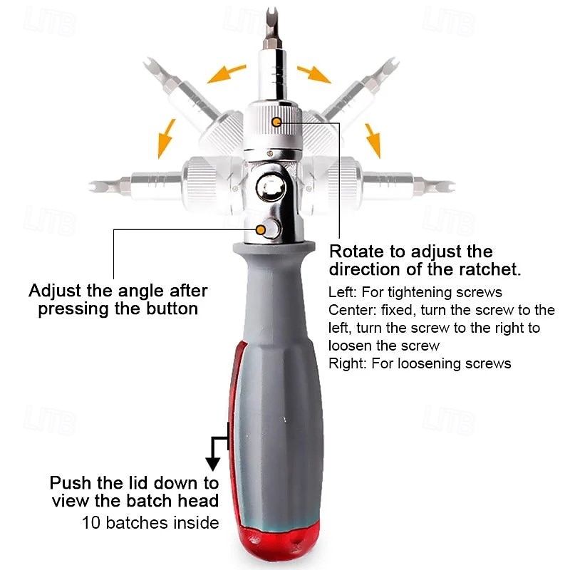 10 In 1 Ratcheting Multitool Screwdriver Set Magnetic Mini Phillips Slotted Screwdrivers Dual Purpose Non Slip Handle Replaceable Bits Precision Repair Tool Kit3