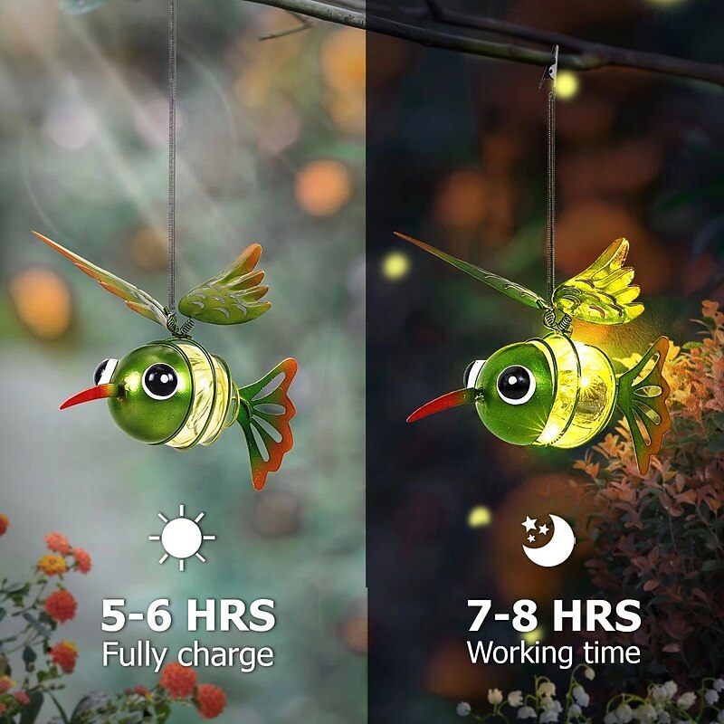 Solar Lanterns Hummingbird Outdoor Landscape Lights Garden Decoration with Spring Hook Waterproof Home Decor for Balcony Terrace Lawn Yard Deck Christmas/Halloween Gift4