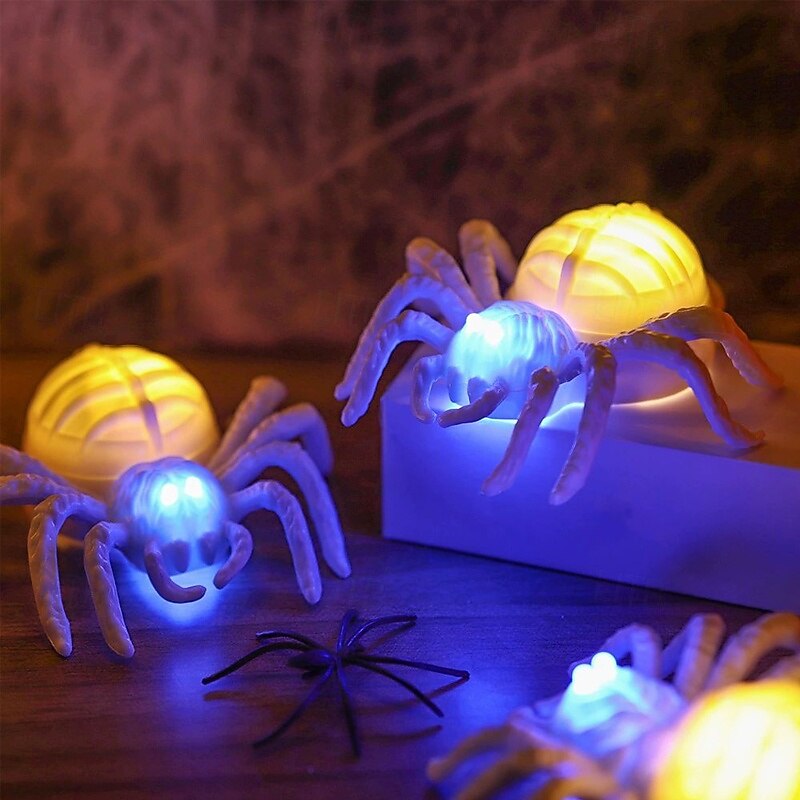 12 Pcs Halloween Eye Glowing Spider Lights Ghost Festival Party Decoration Bar Haunted House Bedroom Ornaments LED Candle Night Lights3